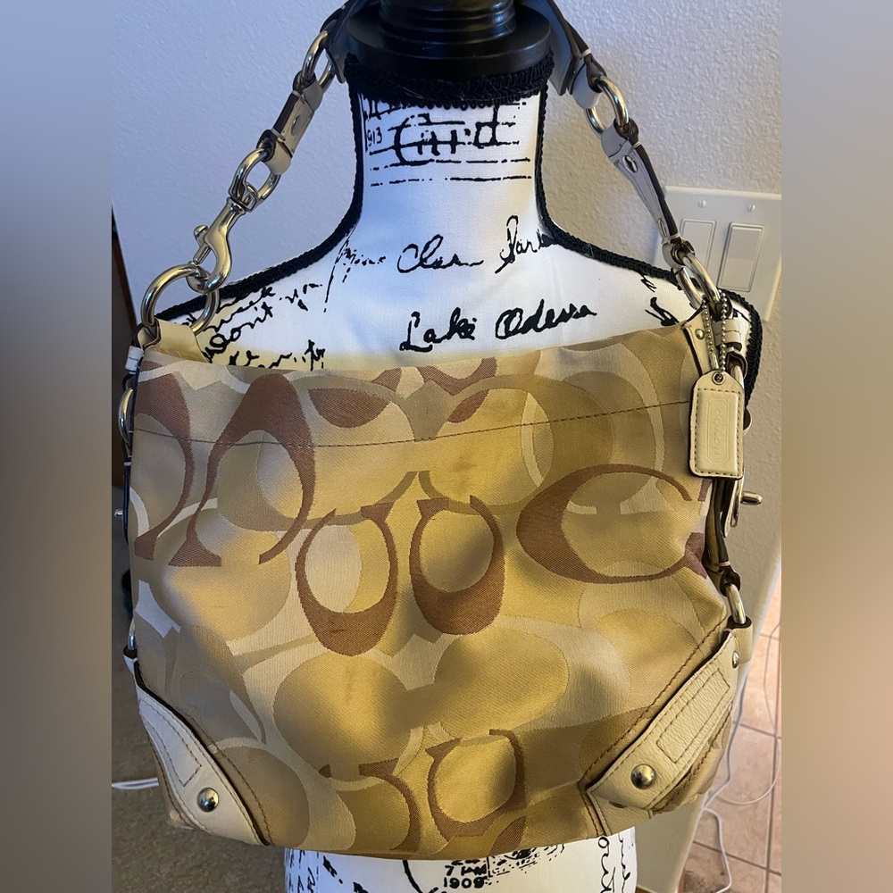 Coach Bag with White Leather Accents